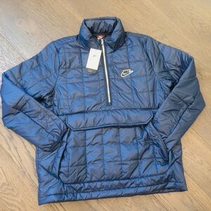 Nike Men’s Quilted Puffer Jacket 1/2 zip Blue Large  Fall Winter Coat